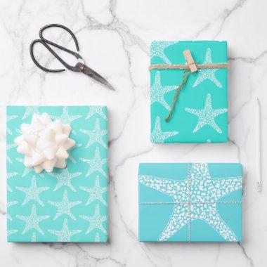 Turqoise Starfish Beach Summer Nautical Pattern  Wrapping Paper Sheets