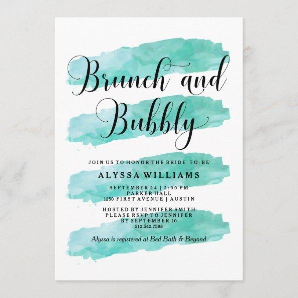 Turquoise Abstract Stripes | Brunch and Bubbly Invitations