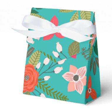 Turquoise and Coral Floral Favor Boxes