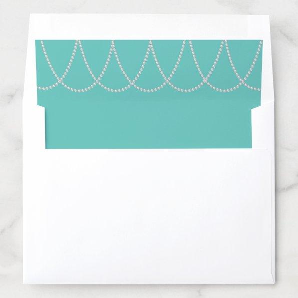 Turquoise and Pearls Bridal Shower Envelope Liner