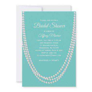 Turquoise and Pearls  Invite white