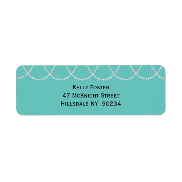 Turquoise and Pearls Bridal Shower Label