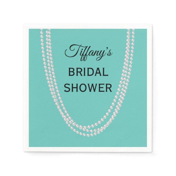 Turquoise and Pearls Bridal Shower Napkins