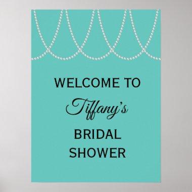 Turquoise and Pearls Bridal Shower Poster