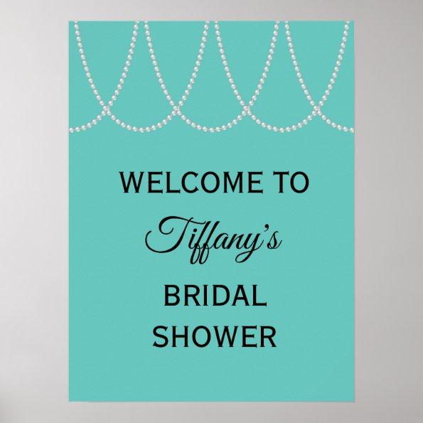 Turquoise and Pearls Bridal Shower Poster