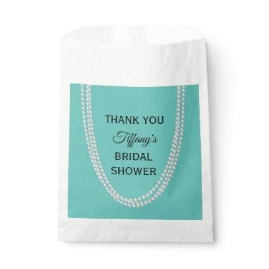 Turquoise and Pearls Bridal Shower Thank You Favor Bag