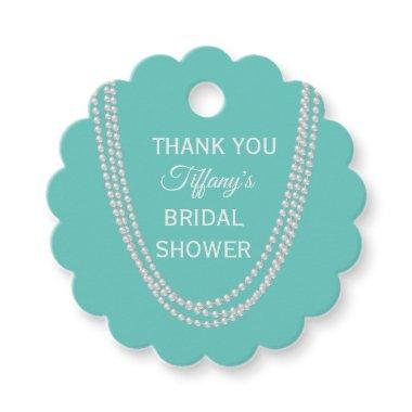 Turquoise and Pearls  Thank You white Favor Tags