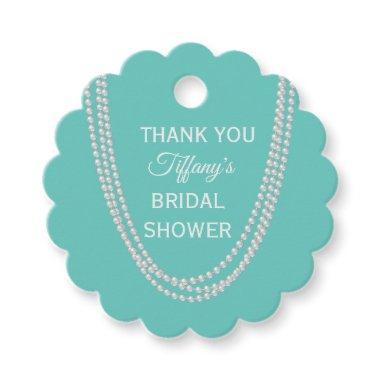 Turquoise and Pearls Bridal Shower Thank You white Favor Tags