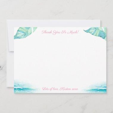 Turquoise And Pink Destination Wedding Shower Thank You Invitations