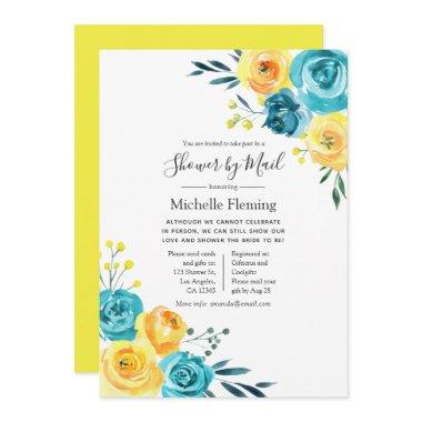 Turquoise and Yellow Bridal or Baby Shower by Mail Invitations