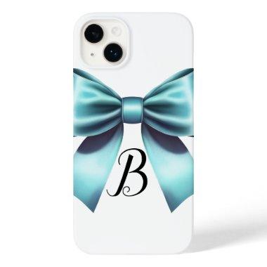 Turquoise Blue Bow Elegant Bridal Shower Wedding Case-Mate iPhone 14 Plus Case