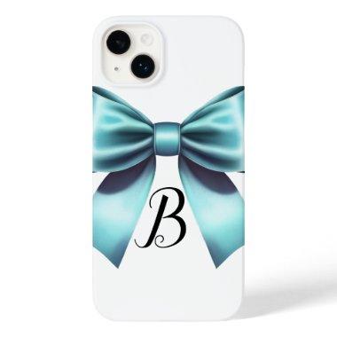 Turquoise Blue Bow Elegant  Wedding Case-Mate iPhone 14 Plus Case