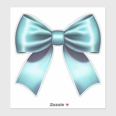 Turquoise Blue Bow Elegant Bridal Shower Wedding Sticker