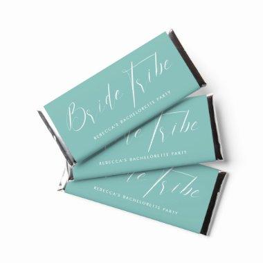 Turquoise Calligraphy Bride Tribe Bachelorette Hershey Bar Favors