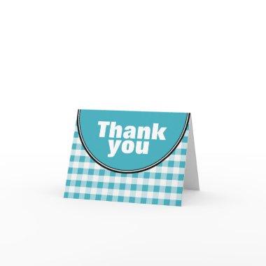 Turquoise Circle Gingham custom Thank You