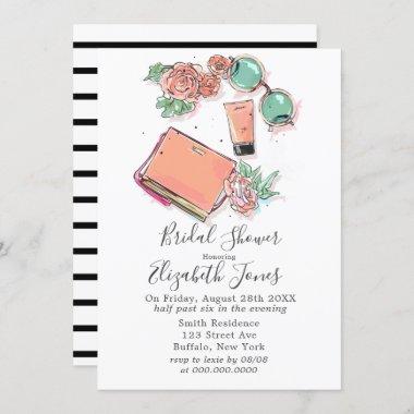 Turquoise Coral French Bridal Shower Invitations