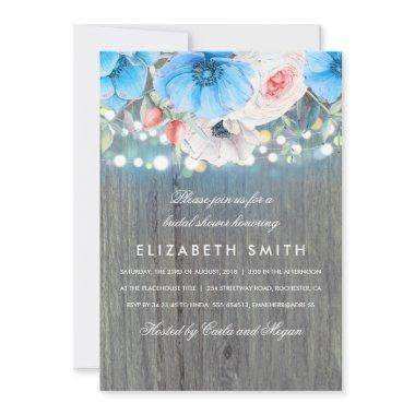 Turquoise Floral Wood Rustic
