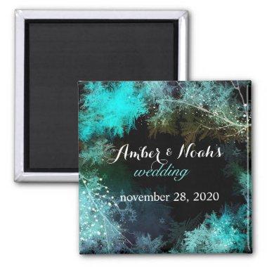 Turquoise Forest Evening Wedding Save the Date Magnet
