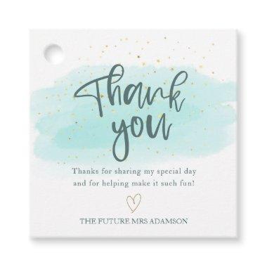Turquoise Gold Watercolor Bridal Shower Thank You Favor Tags