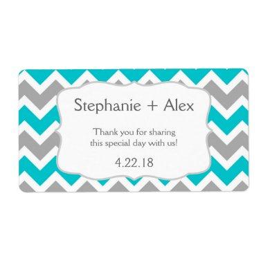 Turquoise Gray Chevron Water Bottle customize it! Label