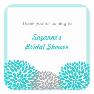 Turquoise Gray Dahlia Bridal Baby Shower favor tag