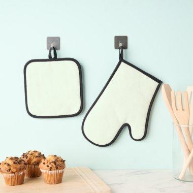 Turquoise Green Soft Pale White Pastel Solid Color Oven Mitt & Pot Holder Set
