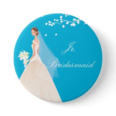 Turquoise Jr. Bridesmaid Bridal Party Button