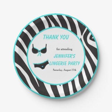 Turquoise Lingerie Party Thank You Paper Plates