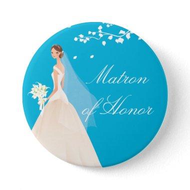 Turquoise Matron Honor Bridal Party Button