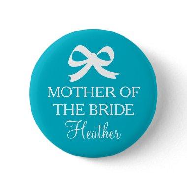 Turquoise Mother of the bride button for wedding