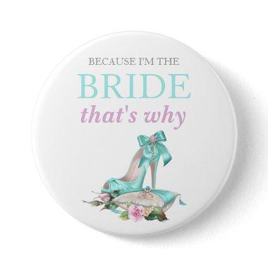 Turquoise Pink Bride Stiletto Rose Satin Pillow Button