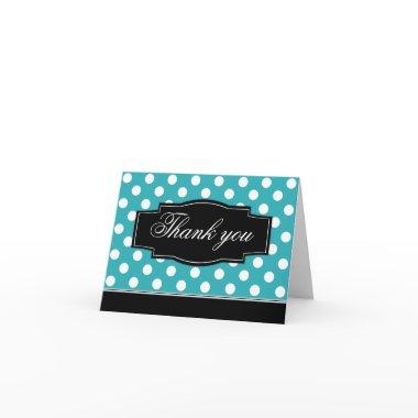 Turquoise Polka Dot Black Frame Thank You