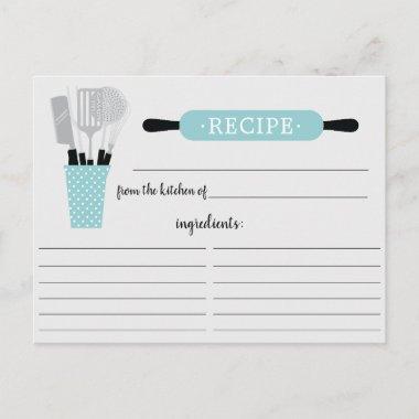Turquoise Rolling Pin Kitchen Tools Recipe Invitations