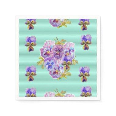 Turquoise Shabby Chic floral Serviette Napkins