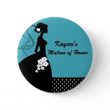 Turquoise Silhouette Bride Matron of Honor Button