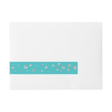 Turquoise Silver Glitter Modern Chic Sparkle Party Wrap Around Address Label