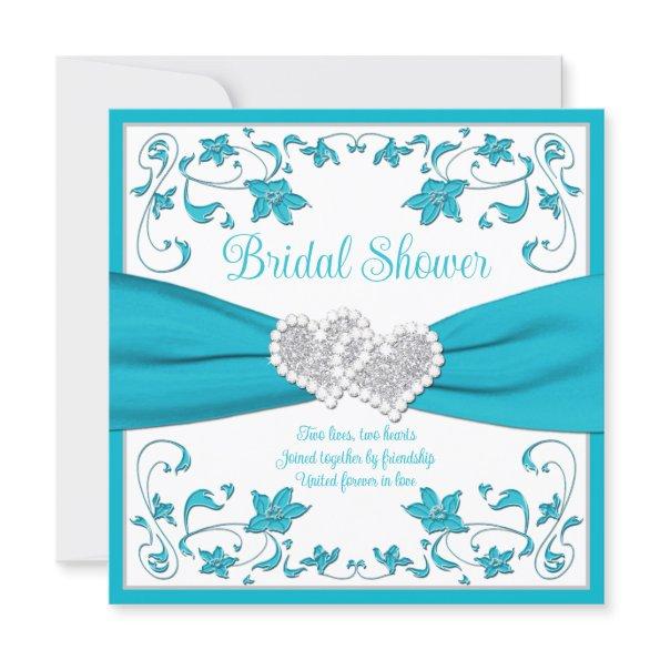 Turquoise, Silver Love Hearts