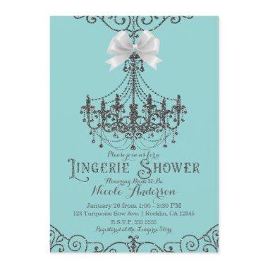 Turquoise & Silver White Bow Lingerie Shower