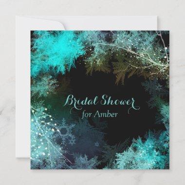 Turquoise Starry Forest Bridal Shower Invitations
