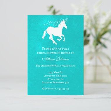 Turquoise Unicorn Bridal Shower Invite