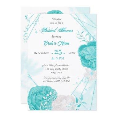 turquoise white floral geometric