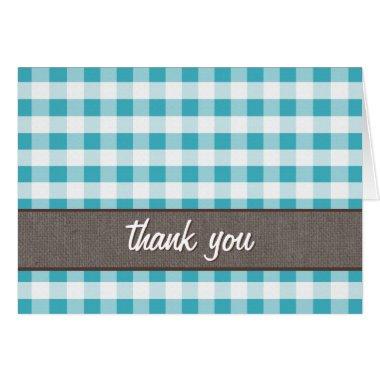 Turquoise & White Gingham Canvas Thank You