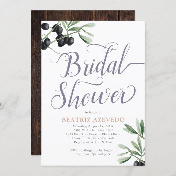 Tuscan Bridal Shower Italian Olive Branch Rustic Invitations