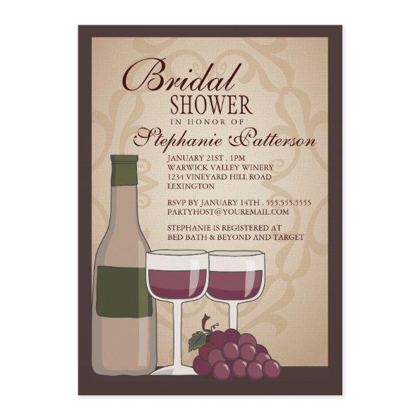 Tuscan Bridal Shower Wine Themed Invitations