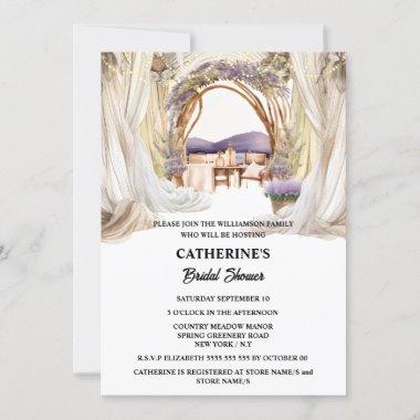 Tuscan country lavender elegant vineyard dining Invitations