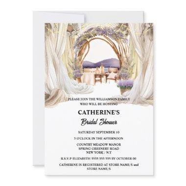 Tuscan country lavender elegant vineyard dining Invitations