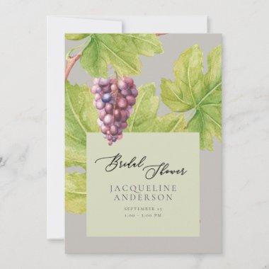 Tuscan Grapes Mint Bridal Shower Invitations