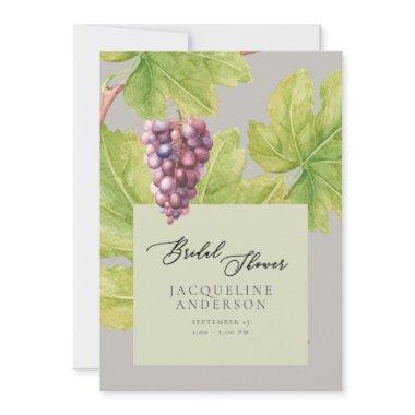 Tuscan Grapes Mint Bridal Shower Invitations