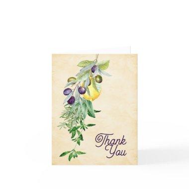 Tuscan Lemon Herbs Botanical Thank You Invitations