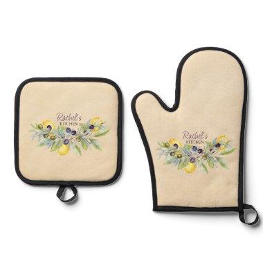 Tuscan Lemons and Olives Oven Mitt & Pot Holder Set